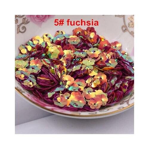50g/lot PVC Sequins 8mm Flower Zapato Flor With 1 Center Hole Plum Blossom Cup Sequins Decoration Hologram Sequins Fuchsia