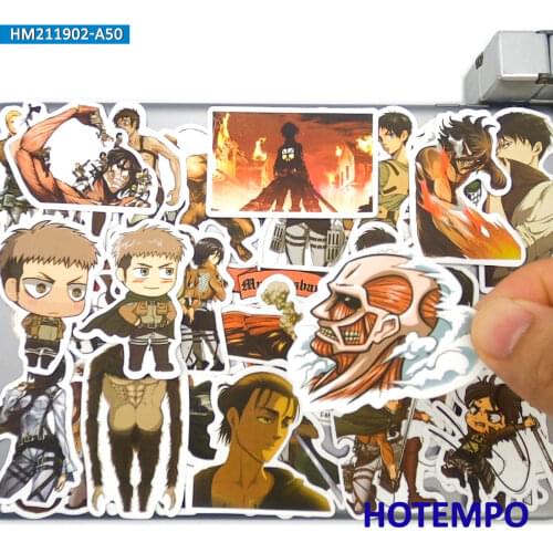 50pcs Attack on Titan Style Anime Matte Decals Stickers Pack for DIY Stationery Phone Laptop Suitcase Skateboard Cartoon Sticker