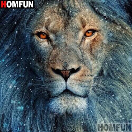 HOMFUN Full Square/Round Drill 5D DIY Diamond Painting "Animal lion" Embroidery Cross Stitch 5D Home Decor A00154