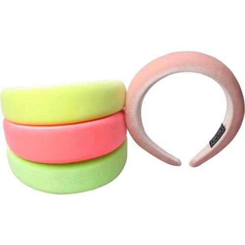 Thick Sponge Velvet Neon Hairbands Headbands Hair Accessories Head Band Fashion Headwear 4CM Wide Plastic Hair bands For Woman