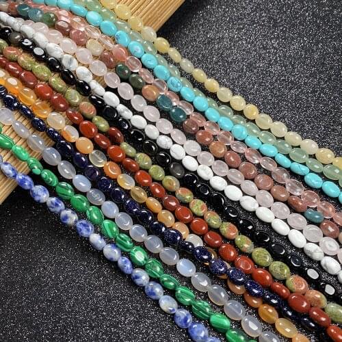 50Pcs Natural Stone Beads Section Egg-shaped Loose Beads For DIY Necklace Bracelet Handiwork Sewing Craft Jewelry Accessory