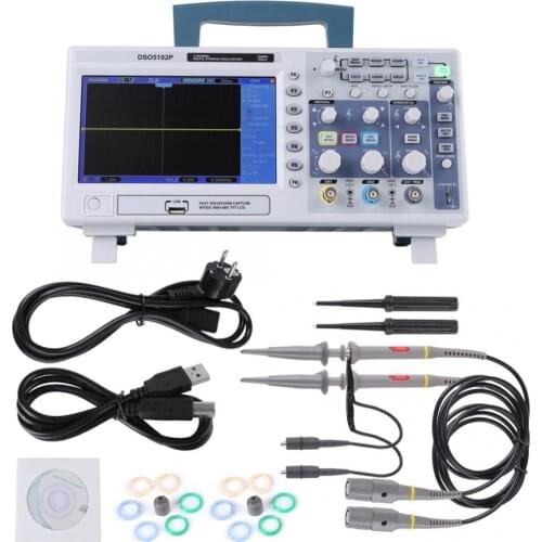 110-240V DSO5102P Digital Oscilloscope 100MHz 2 Channels 1GSa/s 7Inch TFT LCD