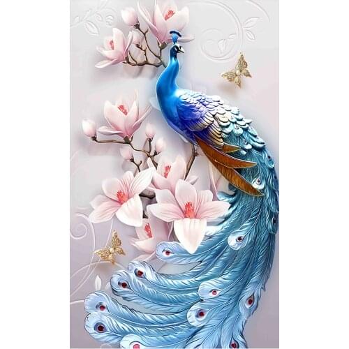 Magnolia Flower Peacocks Diamond Painting Round Full Drill Animal Floral Nouveaute DIY Mosaic Embroidery 5D Cross Stitch