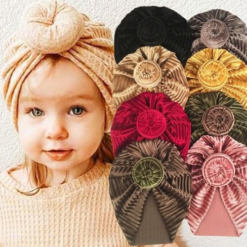 Baby Boys Girls Colored Donut Indian Hats Toddler Kids Knotted Hat Beanie Headwear Accessories Pleuche Stripe Headband Cap