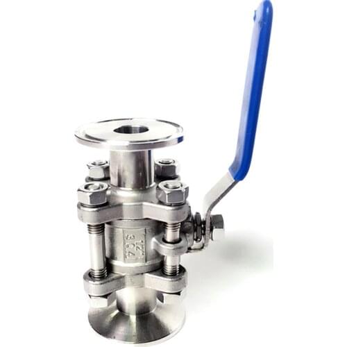 DN65 x 2.5" Tri Clamp 3-Piece Ball Shut Off Valve SUS 304 Stainless Steel Industrial