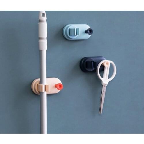 Household Self-adhesive Wall-mounted Mop and Broom Storage Hanging Clip Bathroom Strong Viscose Free Punch Storage Hanger Holder