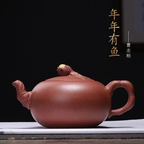 Yixing Purple Sand Pot Mine Red Clear Water is shipped annually by Cao Zhigang, a fish craftsman