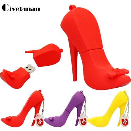 Pendrive Cartoon High Heels 4GB 8GB 16GB 32GB 64GB 128GB Pendrives Red Shoes USB Flash Drive 256GB USB Memory Stick Pen Driver
