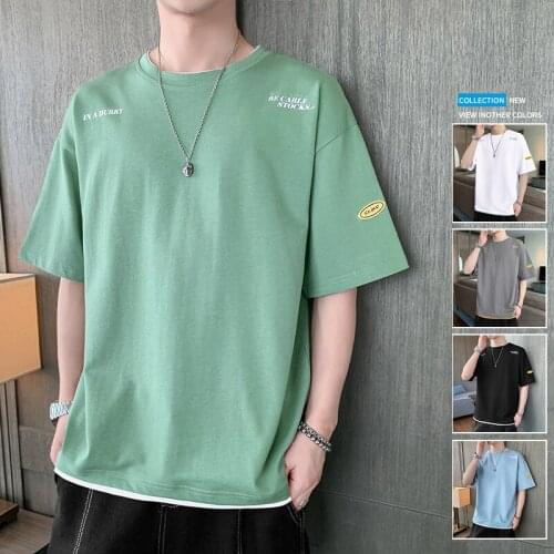 LISM Summer Mens T Shirt 2021 Fashion Solid T Shirt Mens Oversized Hip Hop Short Sleeve Casual Cotton Mens Streetwear Top Tees