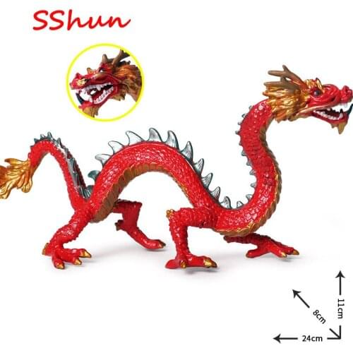 Simulation mythology series animal model toys new red dragon Oriental dragon Chinese dragon animal golden dragon model