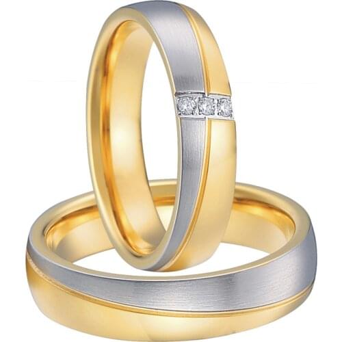 Classic LOVE Alliances Couple Wedding Rings set for men and women gold color Anniversary Engagement Marriage Ring