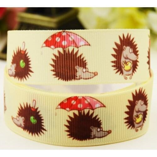 22mm 25mm 38mm 75mm Hedgehog Cartoon printed Grosgrain Ribbon party decoration 10 Yards X-04502