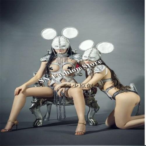 MQ01 Women cosplay catwalk ballroom dance costumes clothes singer stage dj disco sexy dresses model show bar clothing party wear