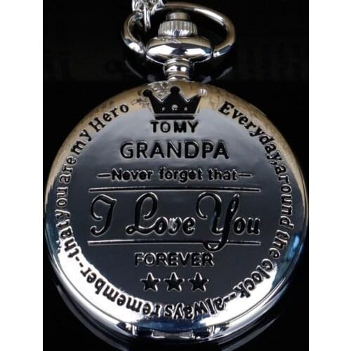 Steampunk Creativity Lettering To my Grandpa Quartz Pocket Watch Souvenir Grandpa Best Gift