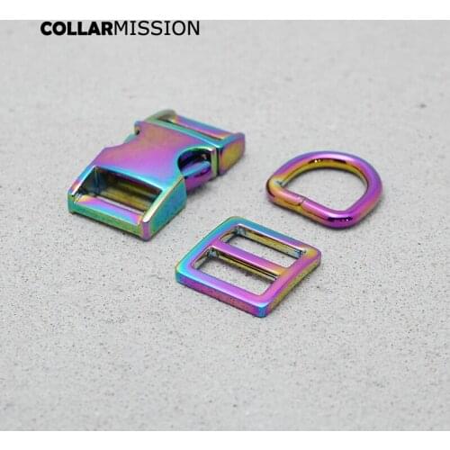 Metal plated buckle (metal buckle+ adjust buckle+ D ring / set) for backpack bag webbing dog collar DIY accessories 15mm