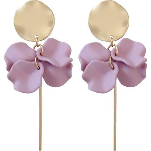 Pretty Metal Weave Disc Sweet Clip On Earrings Super Fairy Flower Petal With Long Stick No Pierced Earring For Woman Jewelry