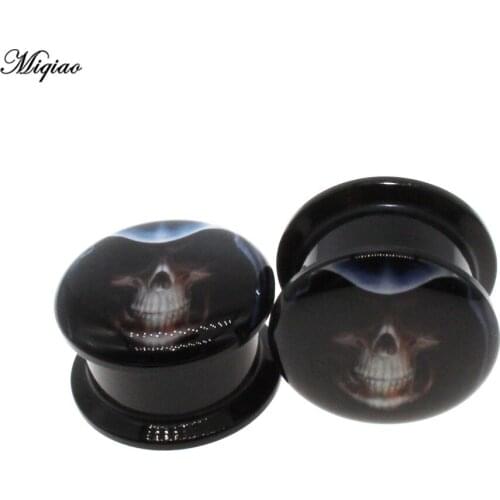 Miqiao 2pcs Hot new product acrylic skull ear expander 6mm-25mm human body piercing jewelry