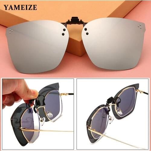 Polarized Lens Clip On Sunglasses Men Driving Glasses Vintage Flip Up Sun Glasses Yellow Night Vision Lunette De Soleil Homme