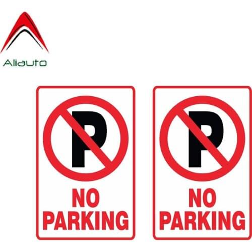 Aliauto Warning Car Sticker 2 X NO Parking Decal Accessories PVC for Passat B6 Lada Vesta Porsche Land Rover Seat Leon,11cm*7cm
