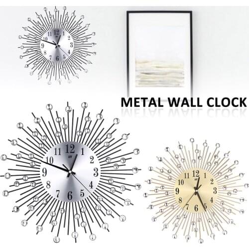 3D Crystal Wall Clock 15'' Wall Clock Modern Non Ticking Silent Clock Large Wall Clock Sparkling Bling Diamond-Studded Battery