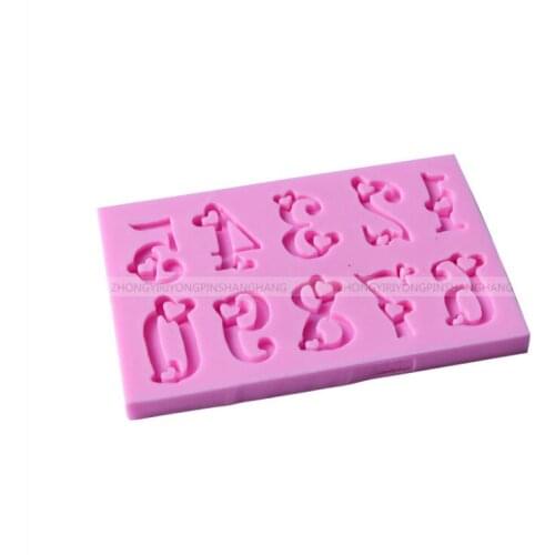 New DIY Love Digital Cake Turn Sugar Baking Mold Liquid Silicone Mold D086