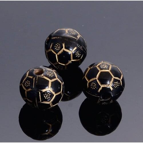 New Arrival 300 Pcs/Lot 14MM Plating Acrylic Antique Design Round Spacer Loose Football Beads For Diy Handmade Jewelry Making