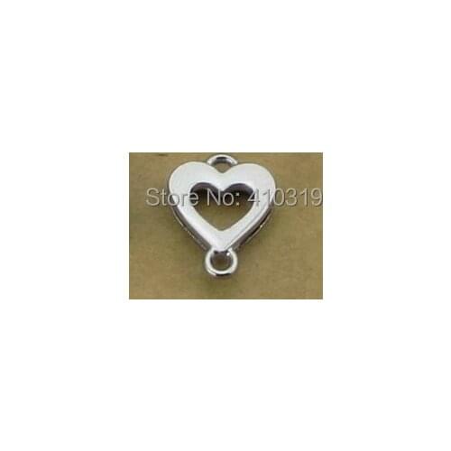 Wholesale 100pcs/lot heart shape slide & hang charm Connector fit for 8mm diy accessories