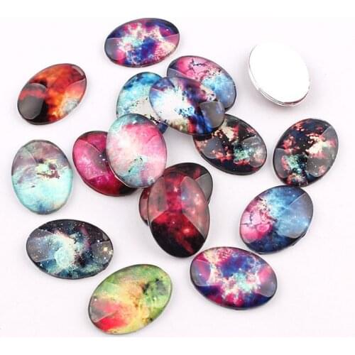 18*25mm Oval Glass Cabochon Rainbow Pictures Mixed Pattern Fit Base Setting For Jewelry Embellishment Flatback 16pcs/lot