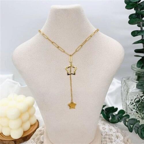 Europe And The United States Titanium Steel Geometric Pentagram Joker Contracted Collarbone Chain Chain Necklace