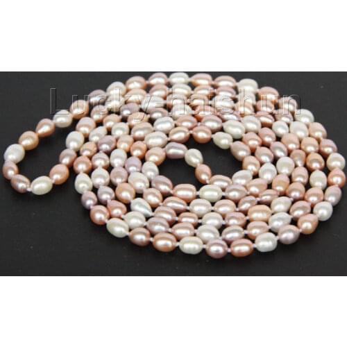 50" 8-9mm white pink and purple barpque freshwater pearl necklace wholesal