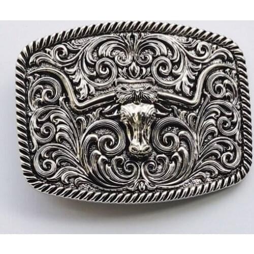 3D Texas Bull Western Cowboys Flowers Belt Buckle suitable for 4cm wideth snap on belt with continous stock