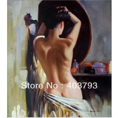 Hand-painted wall art Beauty mirror home decoration Figure oil painting on canvas art decorative wall pictures