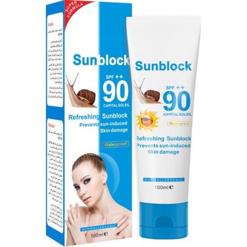 Snail Sunscreen SPF 90 PA++ Protection UV Sunblock Protective Sun Cream Face Care 100g