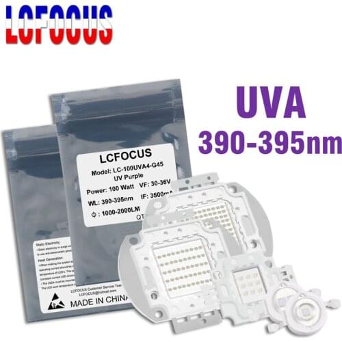 LED Chip UV Purple 390nm 395nm 3W 5W 10W 20W 30W 50W 100W 200W 300W COB DIY 3 5 10 20 30 50 100 300 500W Watt Ultraviolet Lights
