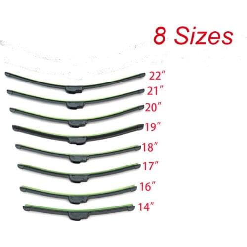 Universal U-type Soft Frameless Bracketless Rubber Car Windshield Wiper Blade 14 16 17 18 19 20 21 22 24 26 Inch Car Accessories