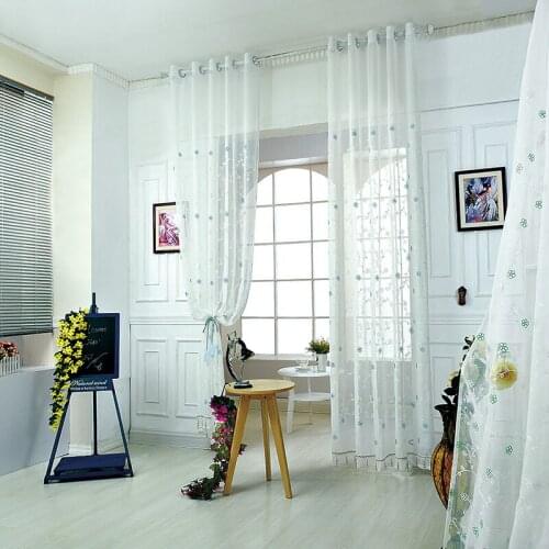 High quality 100% poly embroidered floral design curtain for living room bedroom screens tulle