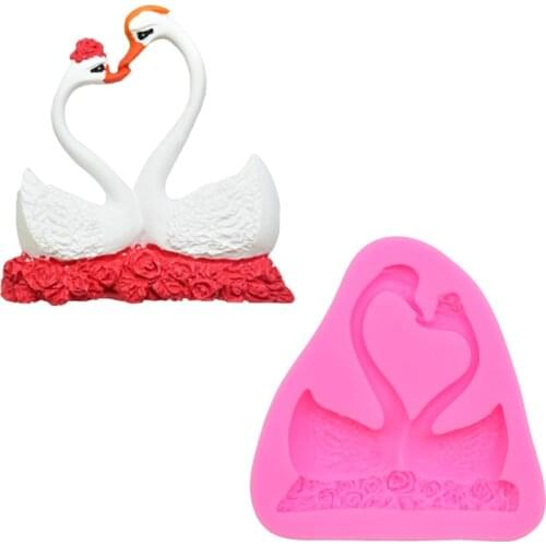 YJ.SHYU Swan Couple Shaped Mould Silicone For Fondant Chocolate Dessert Candy Sugarcraft Mold Lover Cake Decorating Baking Tools