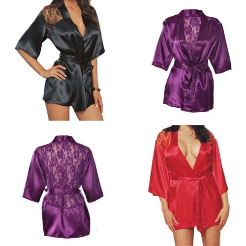 Deep V Neck Women Satin Nightgown Sexy Lace Sleepwear Strap Spaghetti Ladies Silk Nightwear Sleep Wear Night Gown Lingerie Dress