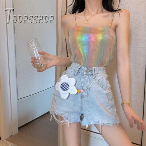 2019 Rainbow Color Women Camisole Summer High Street Female Camis