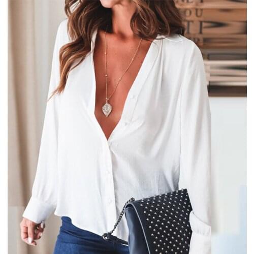 Chiffon Turn Down Collar Long Sleeve Women Shirts For Autumn 2021 Lady Solid Single Breasted Button Casual Loose Blouse Shirt