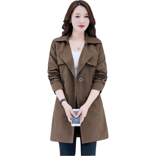 Plus Size Windbreaker Women 2021 New Autumn Medium Long Casual Coat Ladies Fashion Spring Coats Woman Trench Coat Outer Wear