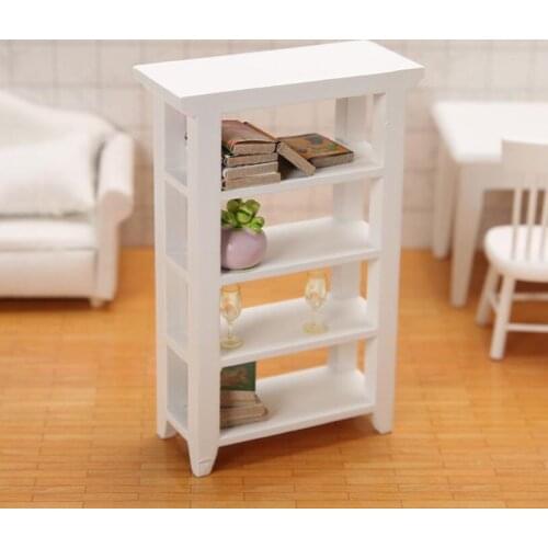 1:12 Dollhouse Bookshelf Miniature Wooden Modern Furniture Cabinet Shelf Decor