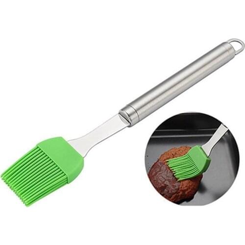 1pc Heat Resistant Basting Brush Heat Proof Silicone Pastry Brush Oil Brush With Metal Handle BBQ Tools Accessories Random Color