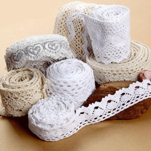 #143 Cotton Lace Trims Ribbons Fabric 10yards/lot DIY Crocheted Embroidered Lace Scrapbook Crafts Hometexile Sew on Fabric Tape