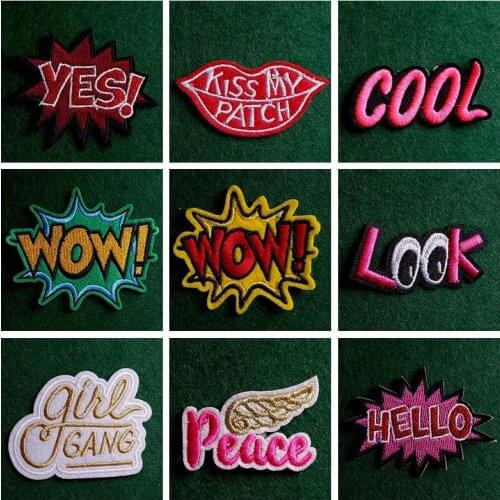 2Pcs Letter Patch Stickers Stripe Badge Embroidery Sew On Clothes Diy Cartoon Patch Iron On Patches For Clothes Applique Decor