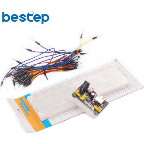 3.3V/5V MB102 Breadboard power module MB-102 830 points Solderless Prototype Bread board kit 65 Flexible jumper wires wholesale