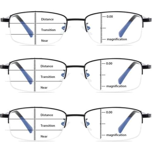 3 Pack Smart Bifocal Progressive Reading Glasses Men Women Anti-blue light Multifocal Presbyopia Eyewear 1.0 To 4.0