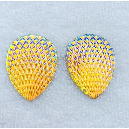 30PCS AB resin cabochon Rhinestone For Native Bead works resin rhinestone 30*40mm -B992