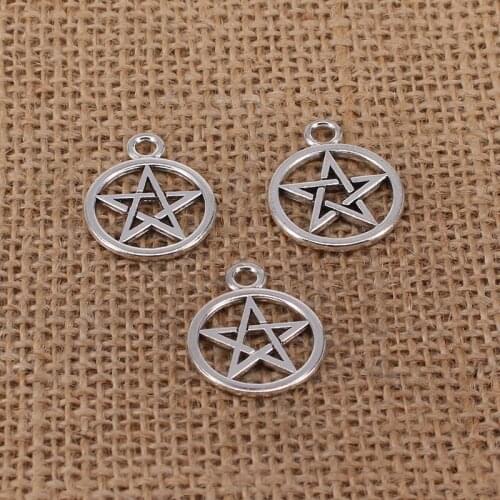 8pcs Round Five Point Stars Charms 25x20mm Antique Silver Color Pendant for DIY Jewelry Making Findings Handmade Craft 0008