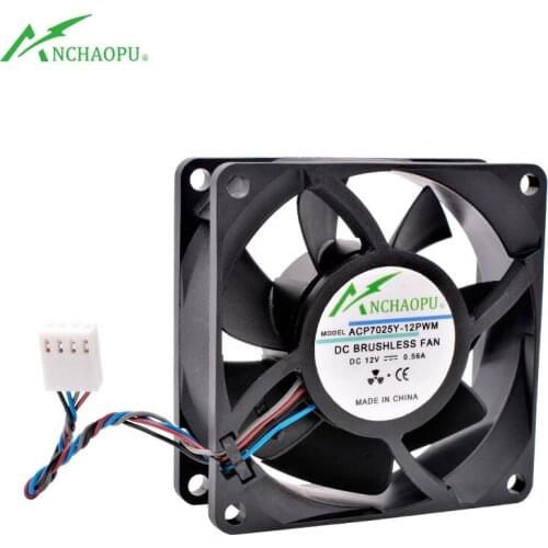 ACP7025Y-12PWM 7cm 70mm fan 70x70x25mm DC12V 0.56A high-volume 4pin speed-controlled cooling fan for server chassis CPU